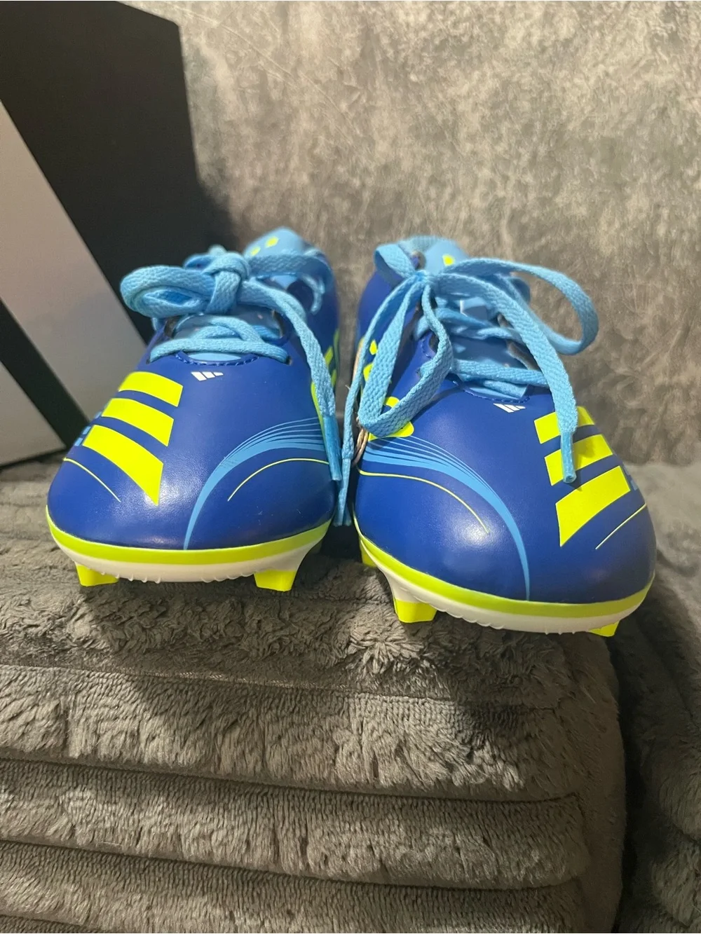 adidas Blue and Neon Yellow Messi Kids Soccer Cleats unisex 5
